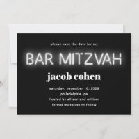 Bar Mitzvah Luces de Neón Blanco Salven La Fecha