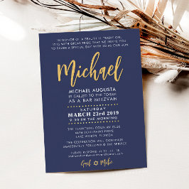 Invitación Bar Mitzvah marina moderna + oro MICHAEL