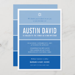 Invitación BAR MITZVAH moderno gradiente oscuro fresco azul r