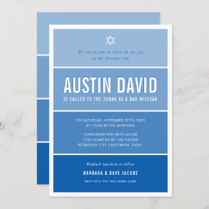 Invitación BAR MITZVAH moderno gradiente oscuro fresco azul r