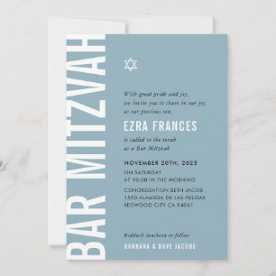 Invitación BAR MITZVAH moderno minimalista audaz niño polvori