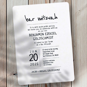 Invitación Bar Mitzvah moderno y Minimalista