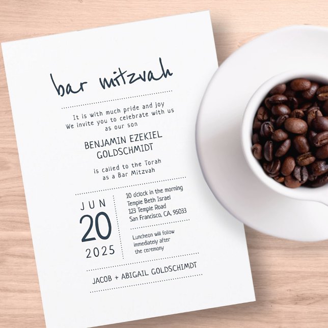 Invitación Bar Mitzvah moderno y Minimalista (Subido por el creador)