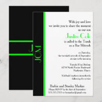 Bar Mitzvah Monograma Verde Lima Negro