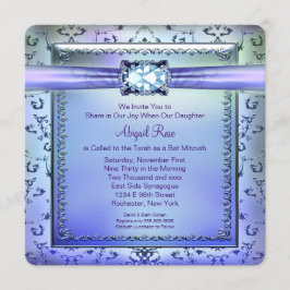 Invitación Bar Mitzvah Morado y Azul Turquesa