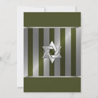 Invitación Bar Mitzvah Moss Banda Verde y Plata