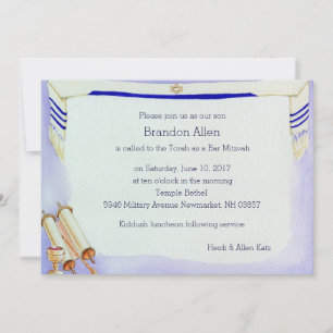 Invitación Bar Mitzvah Motifs en acuarela