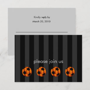 Invitación Bar Mitzvah Naranja y Black Soccer Ball