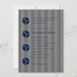Invitación Bar Mitzvah Naval Bola de Fútbol Azul y Negro