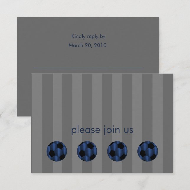 Invitación Bar Mitzvah Naval Bola de Fútbol Azul y Negro (Anverso / Reverso)