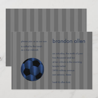 Invitación Bar Mitzvah Naval Bola de Fútbol Azul y Negro