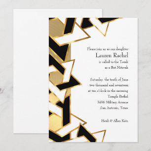 Invitación Bar Mitzvah Negro Blanco Estrella de David en Cual