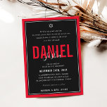 Invitación BAR MITZVAH niño atlético moderno atrevido negro r<br><div class="desc">por kat massard >>> kat@simplysweetPAPERIE.com << CONTACTE ME para la redacción personalizado o para añadir líneas en hebreo Me encanta el diseño, pero me gustaría ver algunos cambios - otro esquema de color, producto, añadir una foto o adaptarlo para una ocasión diferente - no hay preocupaciones simplemente contáctame - ¡me...</div>