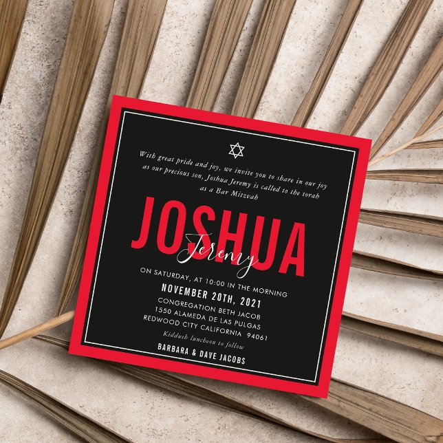 Invitación BAR MITZVAH niño atlético moderno atrevido negro r (Subido por el creador)