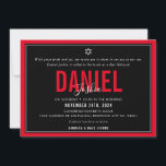 Invitación BAR MITZVAH niño deportivo moderno audaz negro roj<br><div class="desc">por kat massard >>> kat@simplysweetPAPERIE.com << CONTACTE ME para la redacción personalizado o para añadir líneas en hebreo Me encanta el diseño, pero me gustaría ver algunos cambios - otro esquema de color, producto, añadir una foto o adaptarlo para una ocasión diferente - no hay preocupaciones simplemente contáctame - ¡me...</div>