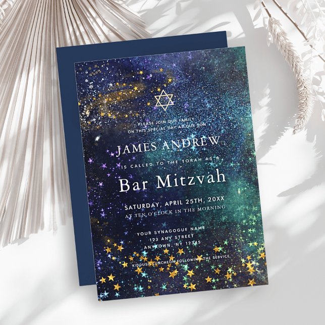 Invitación Bar Mitzvah Noche Celestial Galaxia (Subido por el creador)