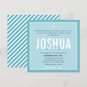 Invitación BAR MITZVAH nombre moderno cielo azul brillante