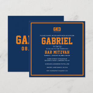 invitación Bar Mitzvah Orange & Blue Sports