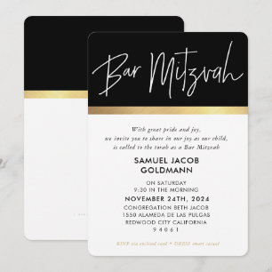 Invitación BAR MITZVAH oro negro ultramoderno