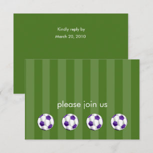 Invitación Bar Mitzvah Purple and White Soccer Ball