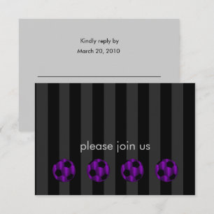 Invitación Bar Mitzvah Purple y Black Soccer Ball