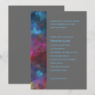 Invitación Bar Mitzvah Red Purple Blue Gray Resumen Diseño