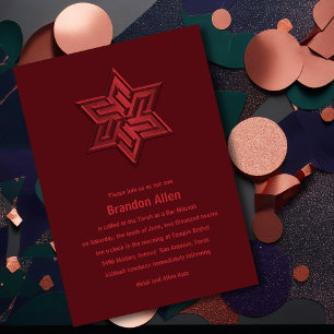 Invitación Bar Mitzvah Red Tones Star of David