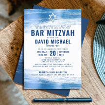 Bar Mitzvah Relieve metalizado azul negrita de la 