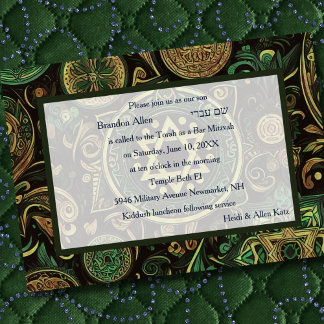 Invitación Bar Mitzvah Resumen Diseño Verde