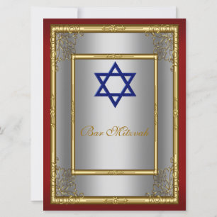 Invitación Bar Mitzvah rojo plata