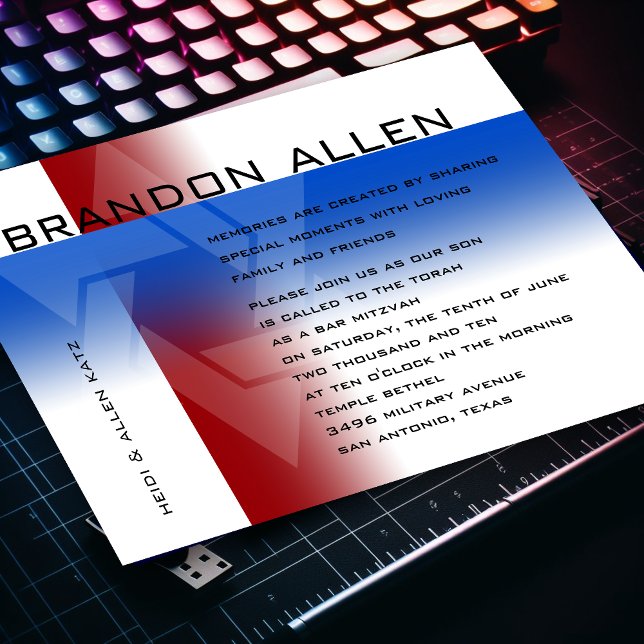 Invitación Bar Mitzvah Rojo y Azul en cualquier color (Subido por el creador)