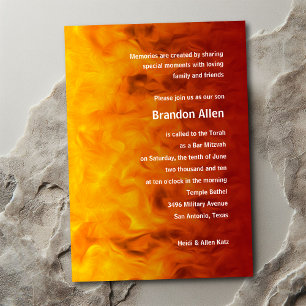 Invitación Bar Mitzvah Rojo y Naranja