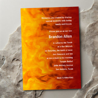 Invitación Bar Mitzvah Rojo y Naranja