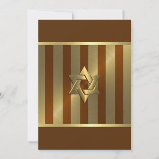 Invitación Bar Mitzvah Rust Gold Stripe Star de David