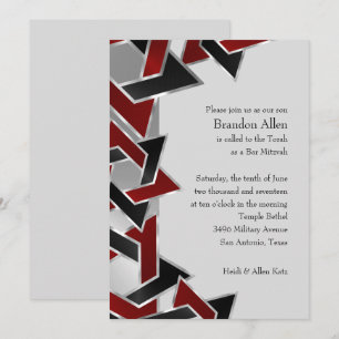Invitación Bar Mitzvah Silver Estrella negra roja de David