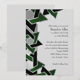Invitación Bar Mitzvah Silver Green Star of David