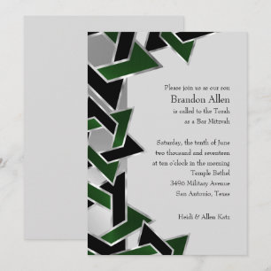 Invitación Bar Mitzvah Silver Green Star of David