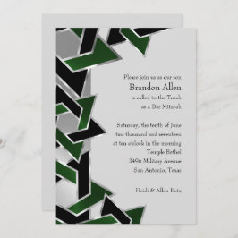 Invitación Bar Mitzvah Silver Green Star of David