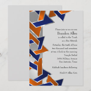 Invitación Bar Mitzvah Silver Naranja Estrella de David