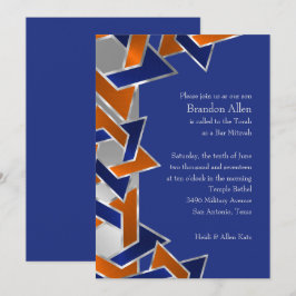 Invitación Bar Mitzvah Silver Naranja Estrella de David