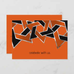 Invitación Bar Mitzvah Silver Naranja Estrella negra de David