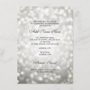Invitación Bar Mitzvah Silver Purpurinas Luces