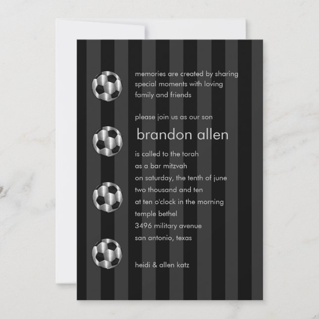 Invitación Bar Mitzvah Silver Socks (Anverso)