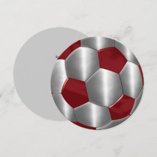 Invitación Bar Mitzvah Silver y Red Soccer Ball