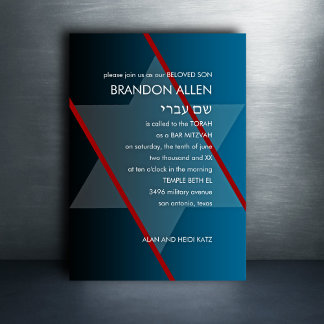 Invitación Bar Mitzvah Simple Moderno Elige Colores