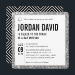 Invitación BAR MITZVAH simple purpurina de moda y moderno<br><div class="desc">por kat massard >>> kat@simplysweetPAPERIE.com << CONTACTE ME para la redacción personalizado o para añadir líneas en hebreo Me encanta el diseño, pero me gustaría ver algunos cambios - otro esquema de color, producto, añadir una foto o adaptarlo para una ocasión diferente - no hay preocupaciones simplemente contáctame - ¡me...</div>