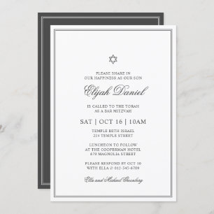 Invitación Bar Mitzvah Star of David Elegant Classic