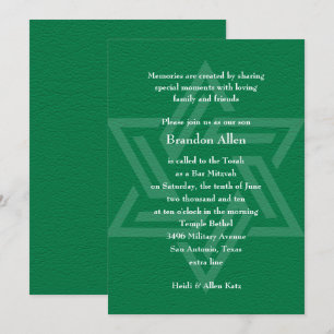Invitación Bar Mitzvah Star of David Green