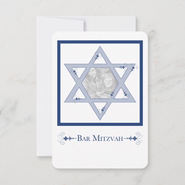 Invitación bar mitzvah (tarjeta de foto estrella de david ele (Anverso)