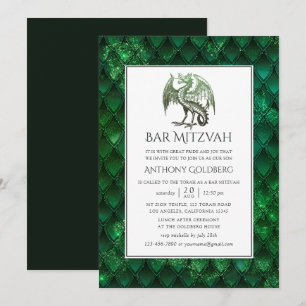 Invitación Bar Mitzvah temático de dragón